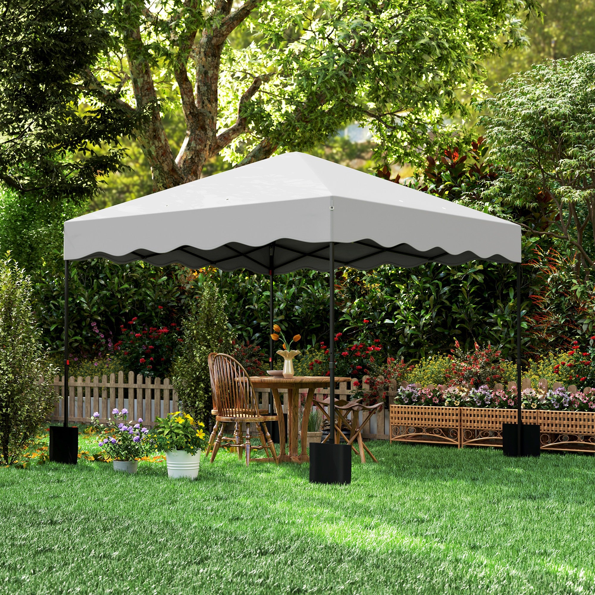 Pop-up Foldable Gazebo 3x3 m Foldable Canopy with UV 50+ Protection Adjustable Height Sandbag and Wheeled Bag for Camping Parties White
