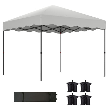 Pop-up Foldable Gazebo 3x3 m Foldable Canopy with UV 50+ Protection Adjustable Height Sandbag and Wheeled Bag for Camping Parties White