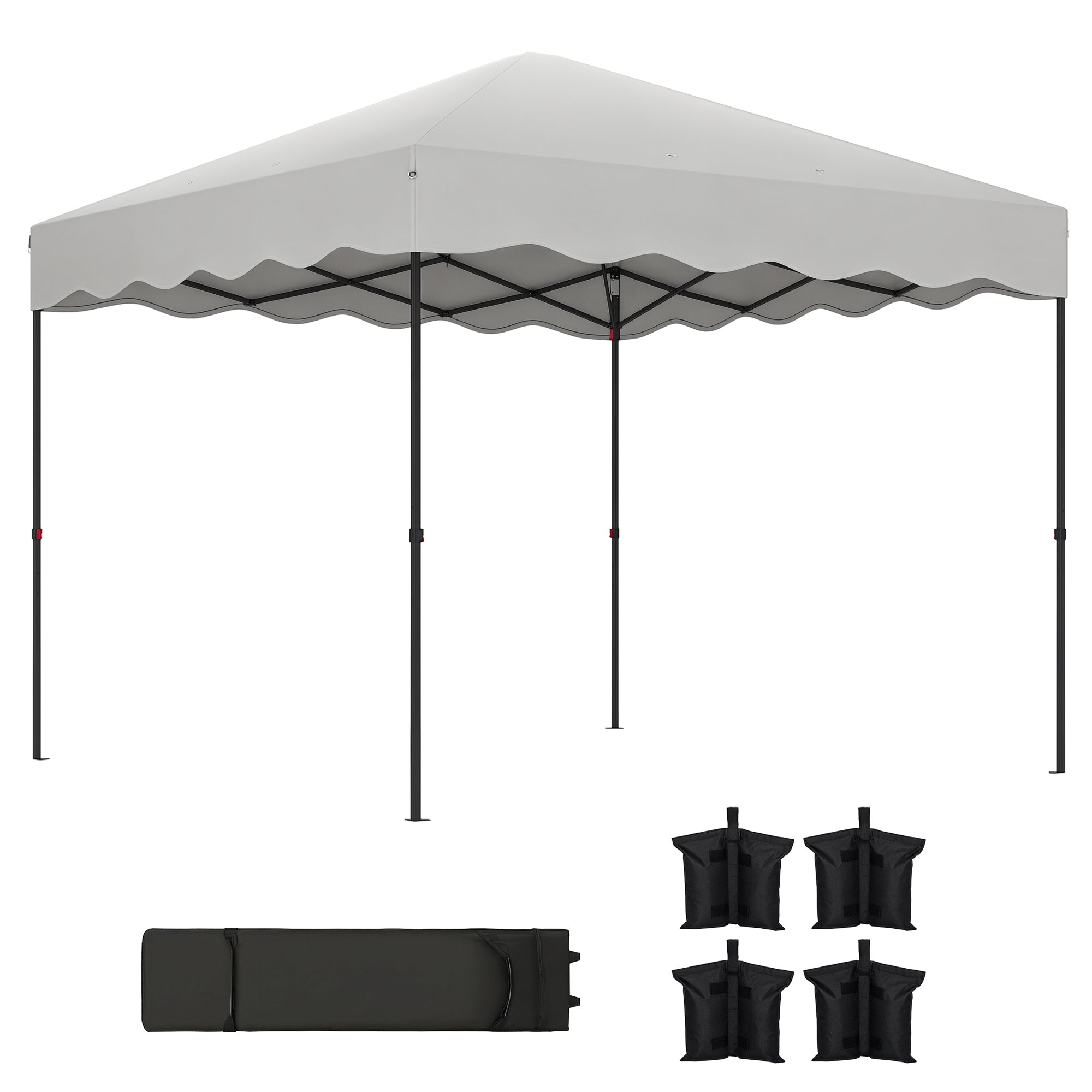 Pop-up Foldable Gazebo 3x3 m Foldable Canopy with UV 50+ Protection Adjustable Height Sandbag and Wheeled Bag for Camping Parties White