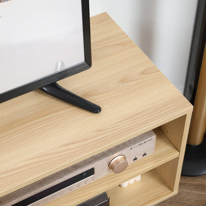 Modern TV Stand TV Console with 2 Doors and 2 Storage Shelves for TVs up to 46" for Bedroom 110x39x48.8 cm Natural and White