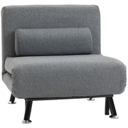Sleeper Chair, Folding Chair with Bed Function, Back Pillow, Foldable Recliner in Linen Look, Adjustable Backrest, Supports up to 150 kg, for Living Room, Dark Gray