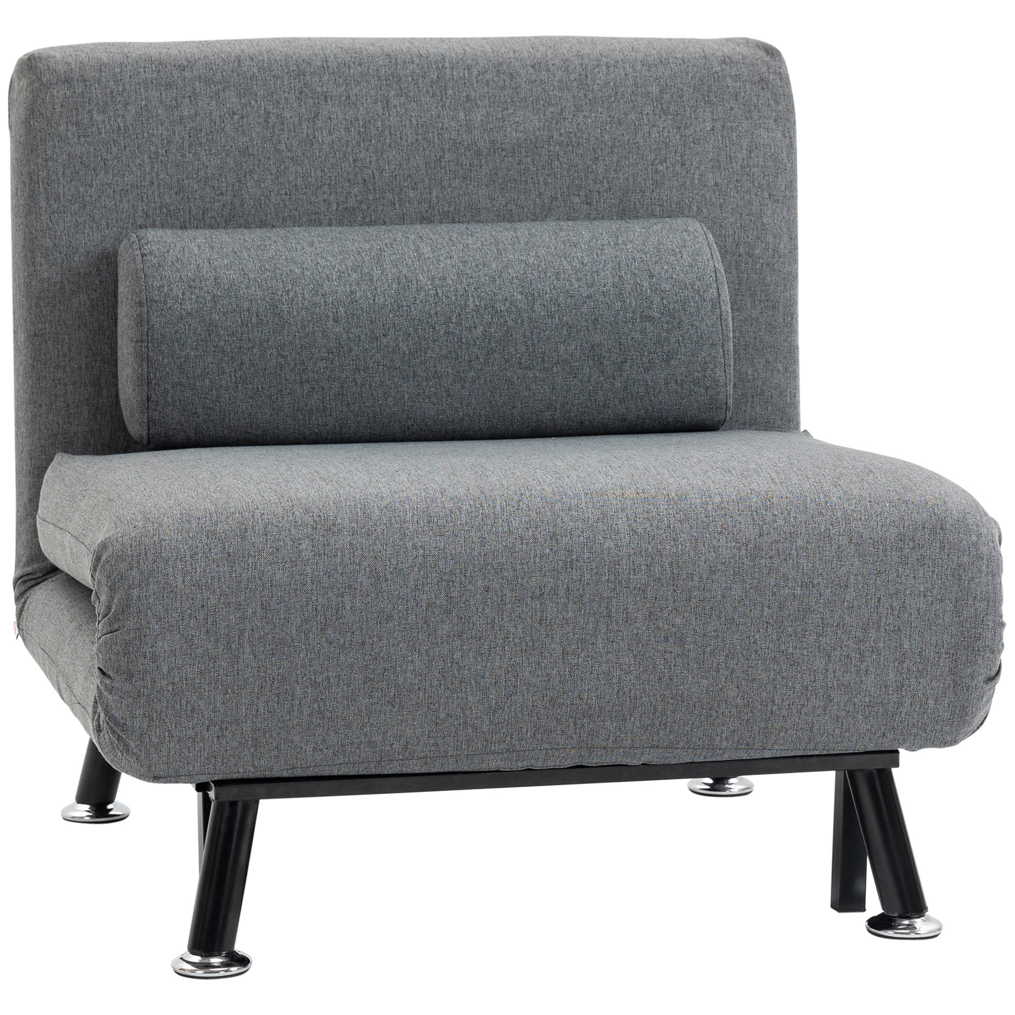 Sleeper Chair, Folding Chair with Bed Function, Back Pillow, Foldable Recliner in Linen Look, Adjustable Backrest, Supports up to 150 kg, for Living Room, Dark Gray