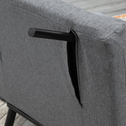 Sleeper Chair, Folding Chair with Bed Function, Back Pillow, Foldable Recliner in Linen Look, Adjustable Backrest, Supports up to 150 kg, for Living Room, Dark Gray