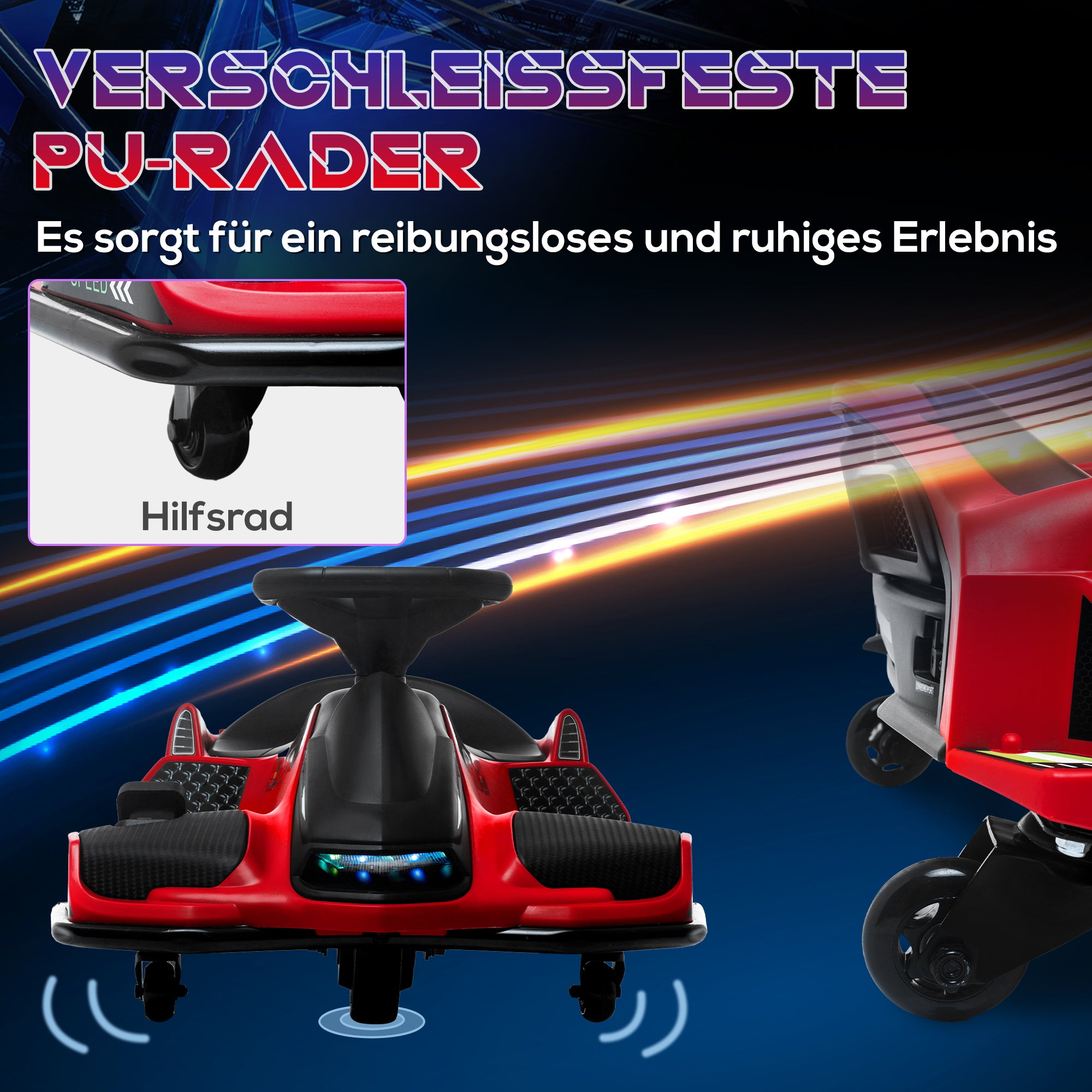 Kids Electric Go-Kart 12V 3-8km/h Drift Kart with Drift Mode, Slow Start, Go-Kart with Lights Music, Safety Belt Children's Vehicle for 8-12 Years Kids Red