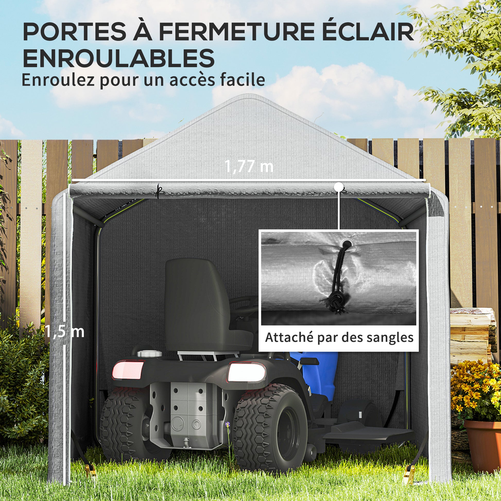 Garden Shed 2 x 2 x 2 m Outdoor Bike Shelter with Galvanized Steel Frame, Waterproof and UV-Resistant, Storage Tent for Bike, Motorcycle, Tools - Gray