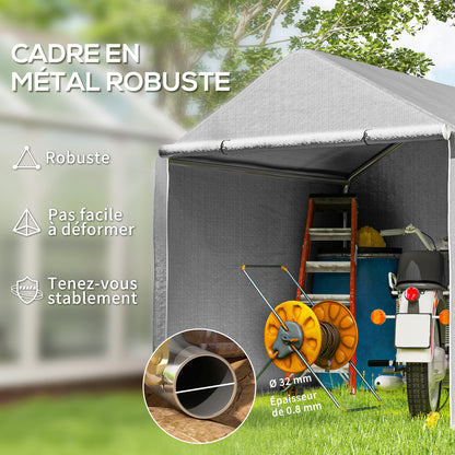 Garden Shed 2 x 2 x 2 m Outdoor Bike Shelter with Galvanized Steel Frame, Waterproof and UV-Resistant, Storage Tent for Bike, Motorcycle, Tools - Gray