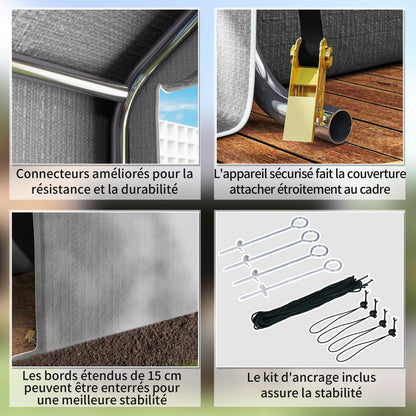 Garden Shed 2 x 2 x 2 m Outdoor Bike Shelter with Galvanized Steel Frame, Waterproof and UV-Resistant, Storage Tent for Bike, Motorcycle, Tools - Gray