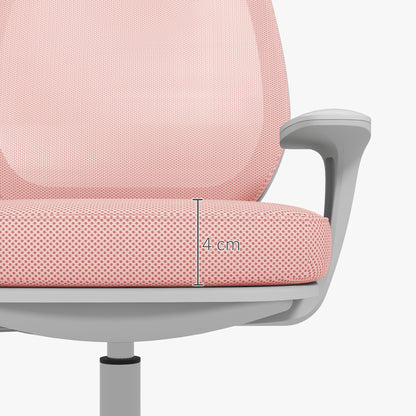 Breathable Fabric Ergonomic Office Chair with 5 Wheels, Adjustable Height, 55x48x82.5-94.5 cm, Pink