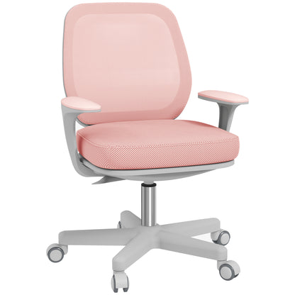 Breathable Fabric Ergonomic Office Chair with 5 Wheels, Adjustable Height, 55x48x82.5-94.5 cm, Pink