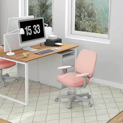 Breathable Fabric Ergonomic Office Chair with 5 Wheels, Adjustable Height, 55x48x82.5-94.5 cm, Pink