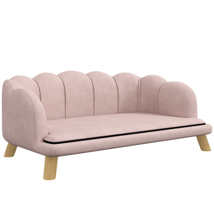 Dog Sofa Dog Couch, Washable Cover, Pet Sofa with Backrest and Wooden Legs, Cat Sofa, for medium-sized dogs up to 25 kg, Pink