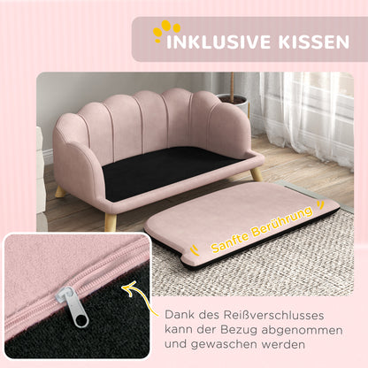 Dog Sofa Dog Couch, Washable Cover, Pet Sofa with Backrest and Wooden Legs, Cat Sofa, for medium-sized dogs up to 25 kg, Pink