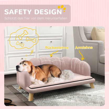 Dog Sofa Dog Couch, Washable Cover, Pet Sofa with Backrest and Wooden Legs, Cat Sofa, for medium-sized dogs up to 25 kg, Pink