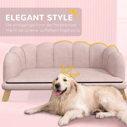 Dog Sofa Dog Couch, Washable Cover, Pet Sofa with Backrest and Wooden Legs, Cat Sofa, for medium-sized dogs up to 25 kg, Pink