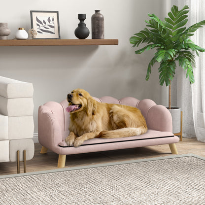 Dog Sofa Dog Couch, Washable Cover, Pet Sofa with Backrest and Wooden Legs, Cat Sofa, for medium-sized dogs up to 25 kg, Pink
