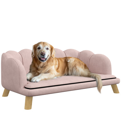 Dog Sofa Dog Couch, Washable Cover, Pet Sofa with Backrest and Wooden Legs, Cat Sofa, for medium-sized dogs up to 25 kg, Pink