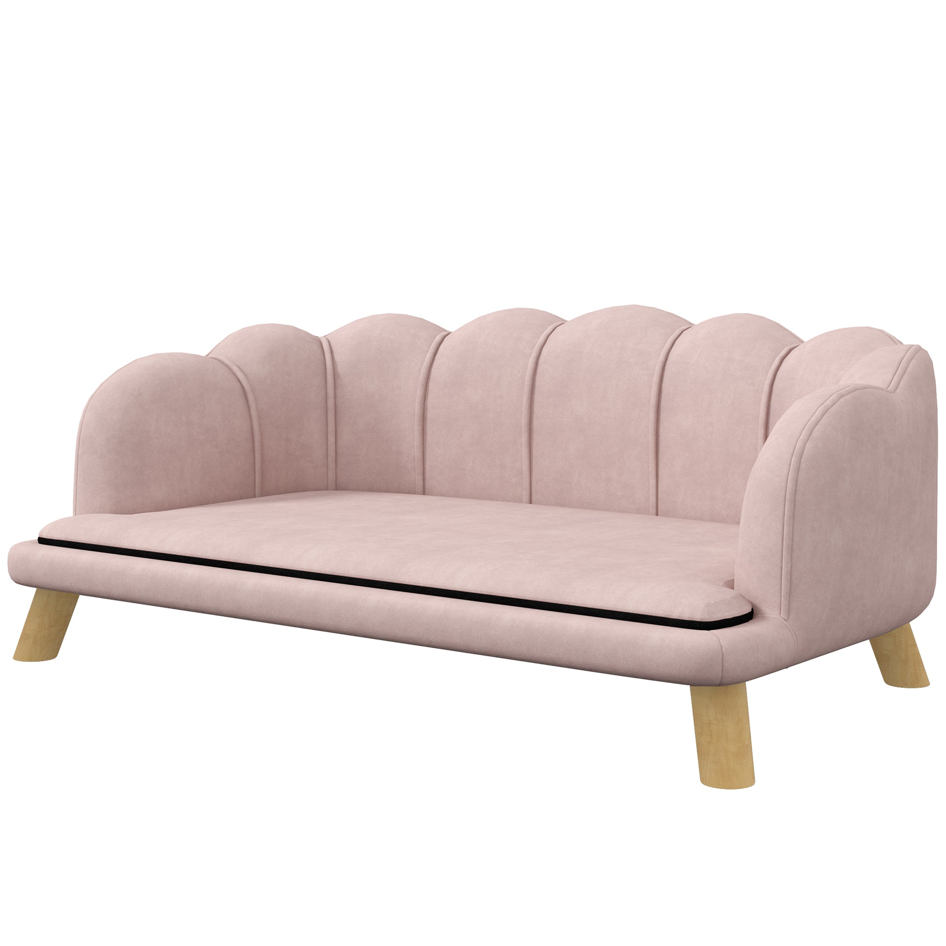 Dog Sofa Dog Couch, Washable Cover, Pet Sofa with Backrest and Wooden Legs, Cat Sofa, for medium-sized dogs up to 25 kg, Pink