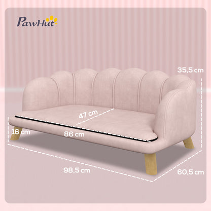 Dog Sofa Dog Couch, Washable Cover, Pet Sofa with Backrest and Wooden Legs, Cat Sofa, for medium-sized dogs up to 25 kg, Pink