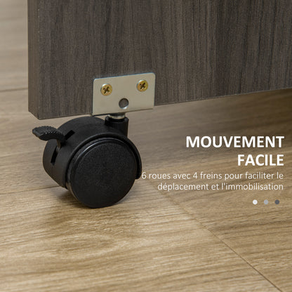 Folding Kitchen Table, Foldable Dining Table with 2 Foldable Trays, 2 Drawers, 1 Cabinet, and 1 Storage Shelf, 120 x 60 x 76.5 cm - Gray