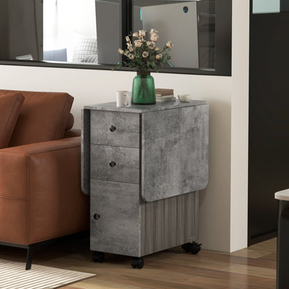 Folding Kitchen Table, Foldable Dining Table with 2 Foldable Trays, 2 Drawers, 1 Cabinet, and 1 Storage Shelf, 120 x 60 x 76.5 cm - Gray