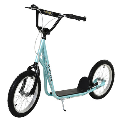 Kids Scooter Kick Scooter City Scooter Kickboard Scooter for Kids with Air Tires and Hand Brake Kids Scooter Waterproof Foldable from 5 Years 16 Inch Light Blue 139 x 58 x 90-96 cm