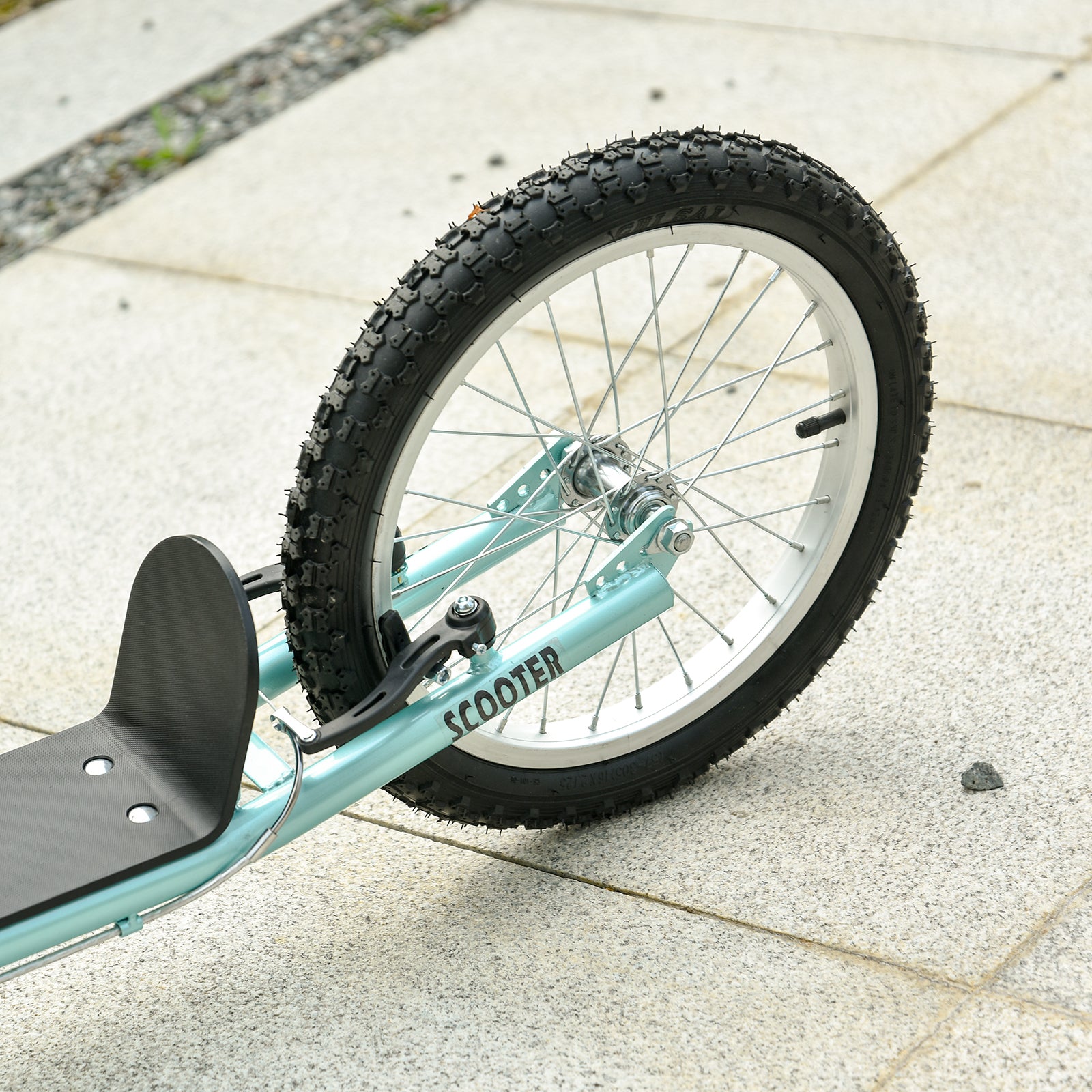Kids Scooter Kick Scooter City Scooter Kickboard Scooter for Kids with Air Tires and Hand Brake Kids Scooter Waterproof Foldable from 5 Years 16 Inch Light Blue 139 x 58 x 90-96 cm