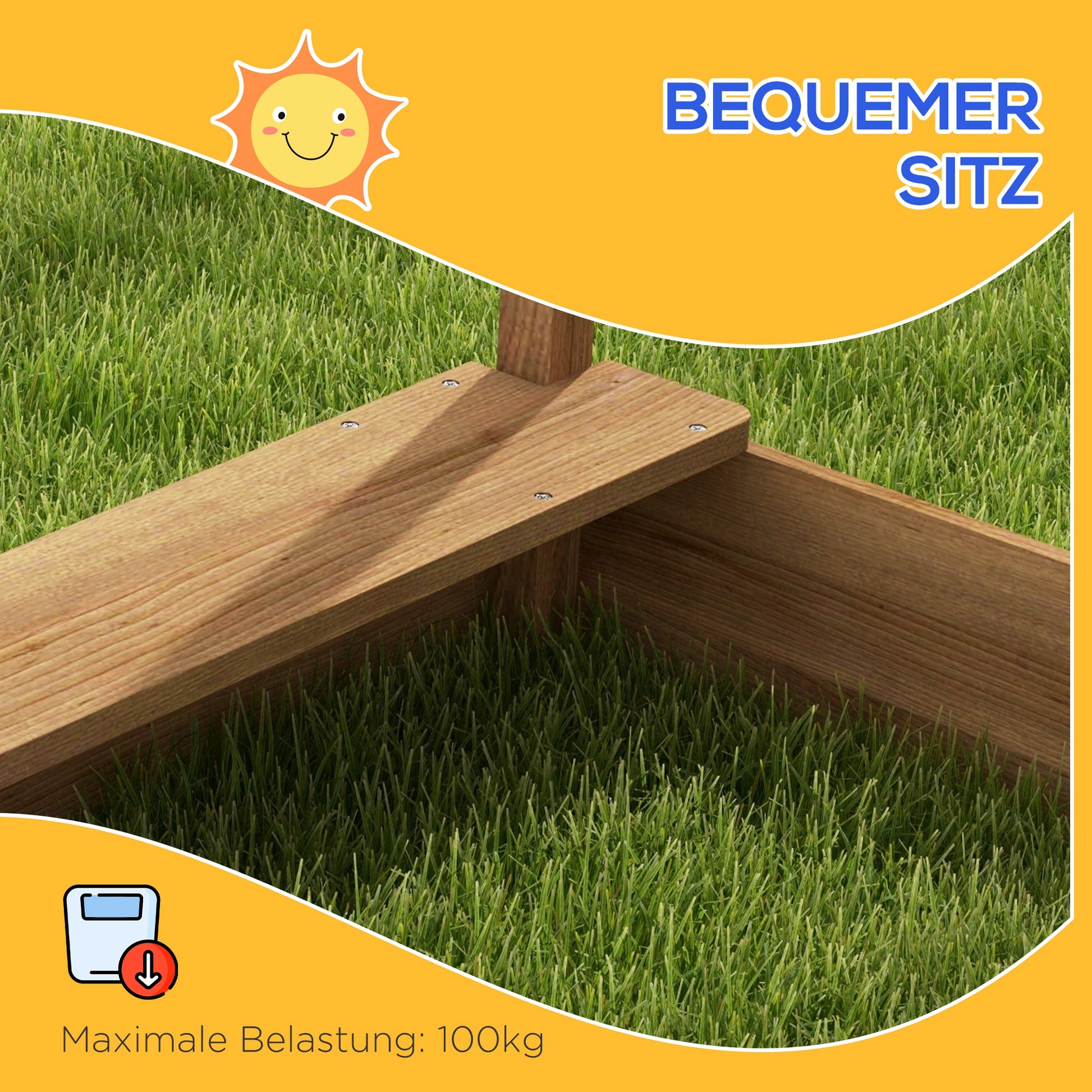 Sandpit with Roof, Wooden Sandbox with Seating Area, Playhouse, 124 x 116 x 146 cm Sandbox with Chalkboard for 3-7 Years Kids, Garden, Brown