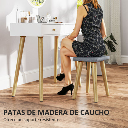 Vanity Makeup Table with LED Lights and Stool Makeup Desk with Adjustable Mirror Brightness 3 Colors 2 Drawers and Organizer Modern Vanity for Bedroom 31.5"x16.9"x52.4" White