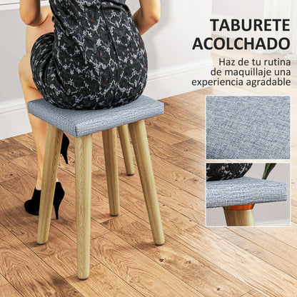 Vanity Makeup Table with LED Lights and Stool Makeup Desk with Adjustable Mirror Brightness 3 Colors 2 Drawers and Organizer Modern Vanity for Bedroom 31.5"x16.9"x52.4" White