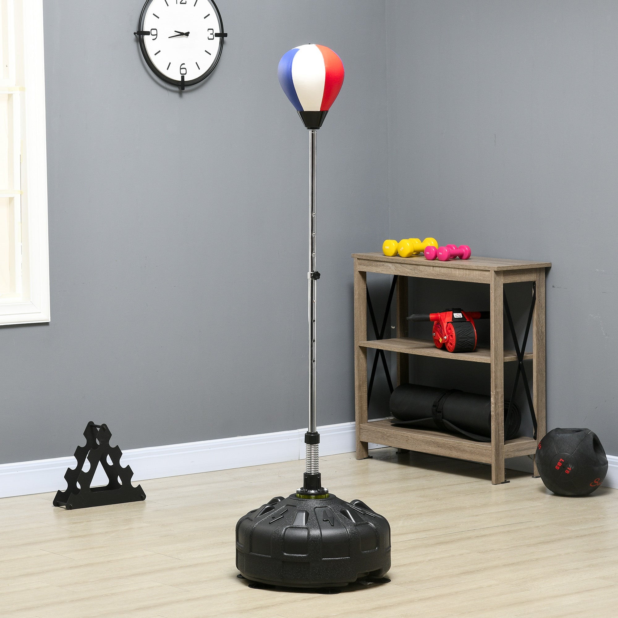 SPORTNOW Punching Ball, Boxing Bag 147-165 cm Adjustable Stand Boxing Trainer, Standing Boxing Ball for Training, Exercise, Black