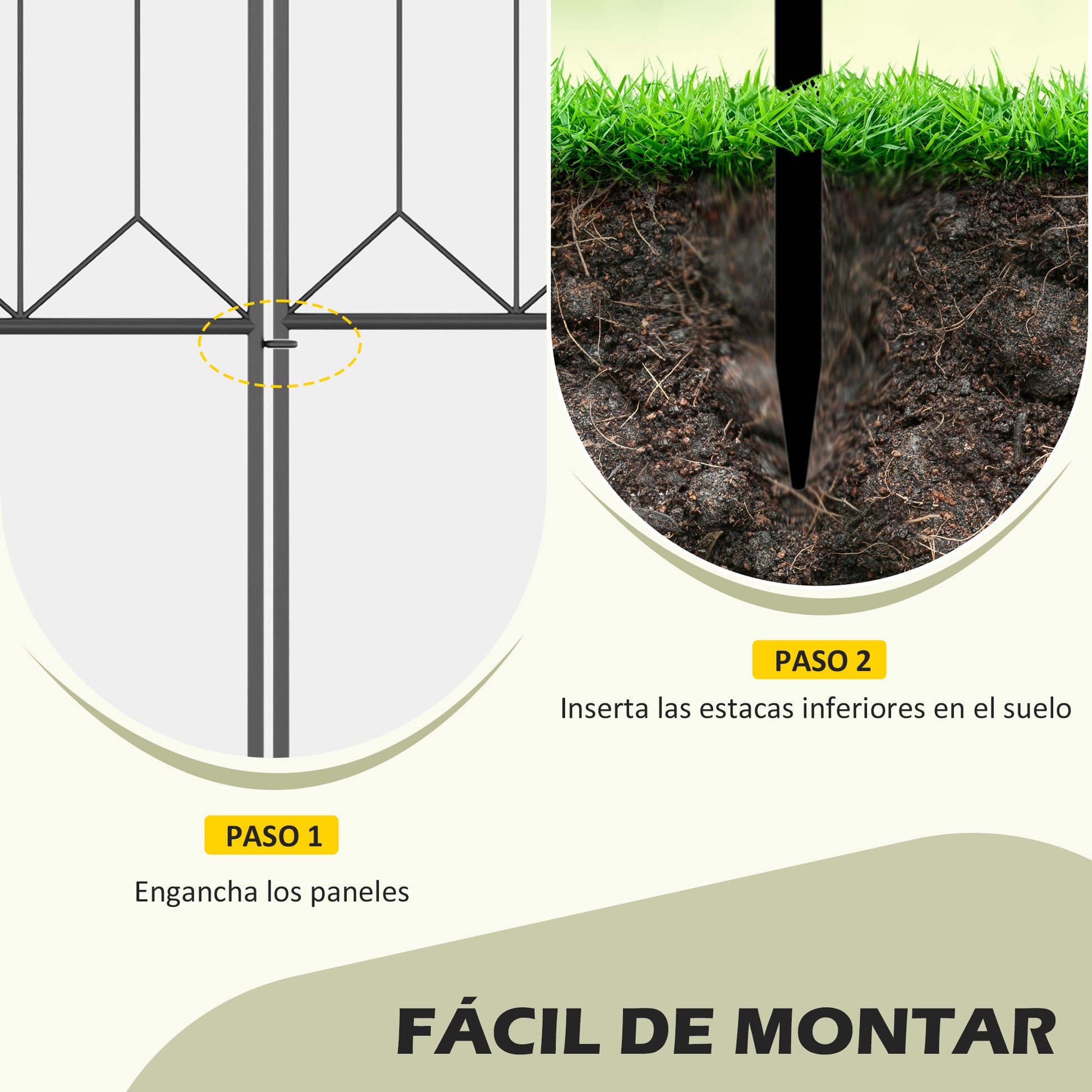 Garden Fences 305x79.5 cm Set of 5 Decorative Metal Garden Fences Freely Combined Animal Barrier for Patio Lawn Black