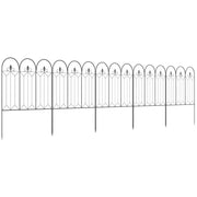 Garden Fences 305x79.5 cm Set of 5 Decorative Metal Garden Fences Freely Combined Animal Barrier for Patio Lawn Black