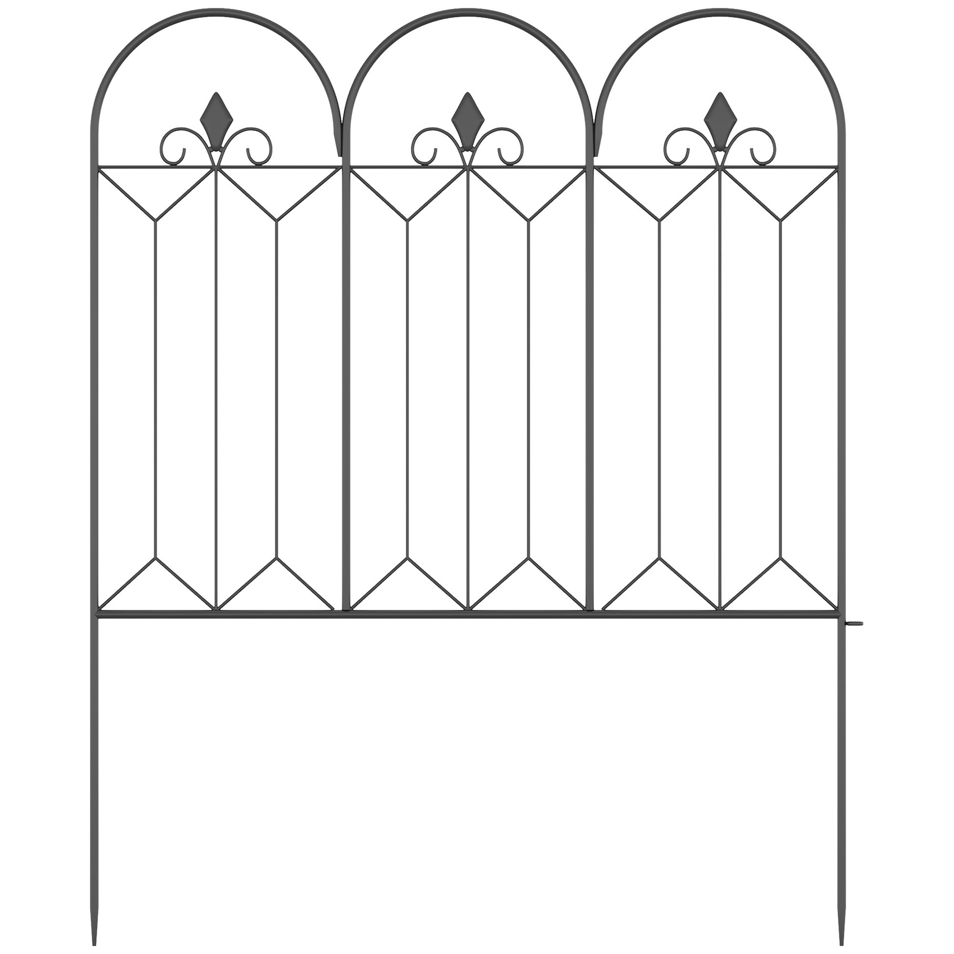 Garden Fences 305x79.5 cm Set of 5 Decorative Metal Garden Fences Freely Combined Animal Barrier for Patio Lawn Black