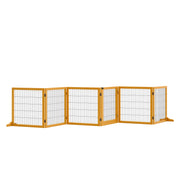Dog Safety Gate Adjustable Protective Barrier with Feet 432 x 70 cm Wood Dog Gate Foldable Stair Safety Gate Dog Safety Gate for Stairs, Doors, Hallway, 6 Panels, Yellow