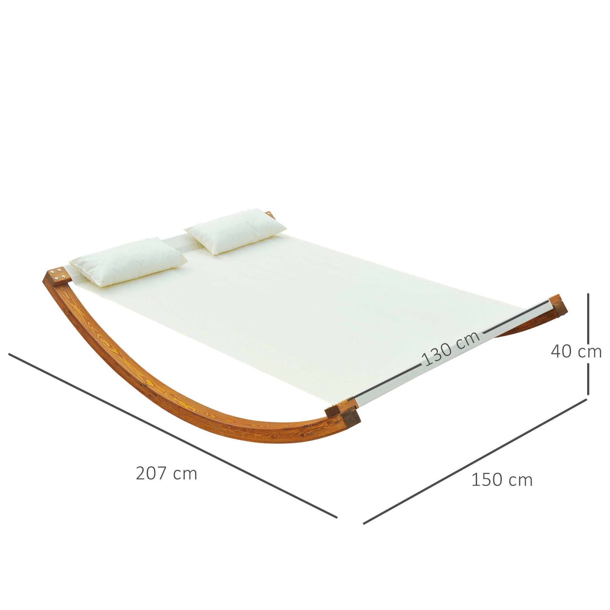 Design Rocking Sun Lounger 2 Seater with 2 Cushions Included Pre-Oiled Larch Wood White Cotton
