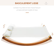 Design Rocking Sun Lounger 2 Seater with 2 Cushions Included Pre-Oiled Larch Wood White Cotton