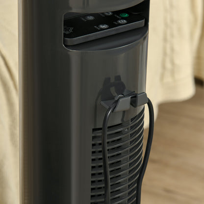 Silent 45 W column fan, tower fan for bedroom with 3 modes 3 speeds, remote control, 70° oscillation and timer, 77H cm dark gray