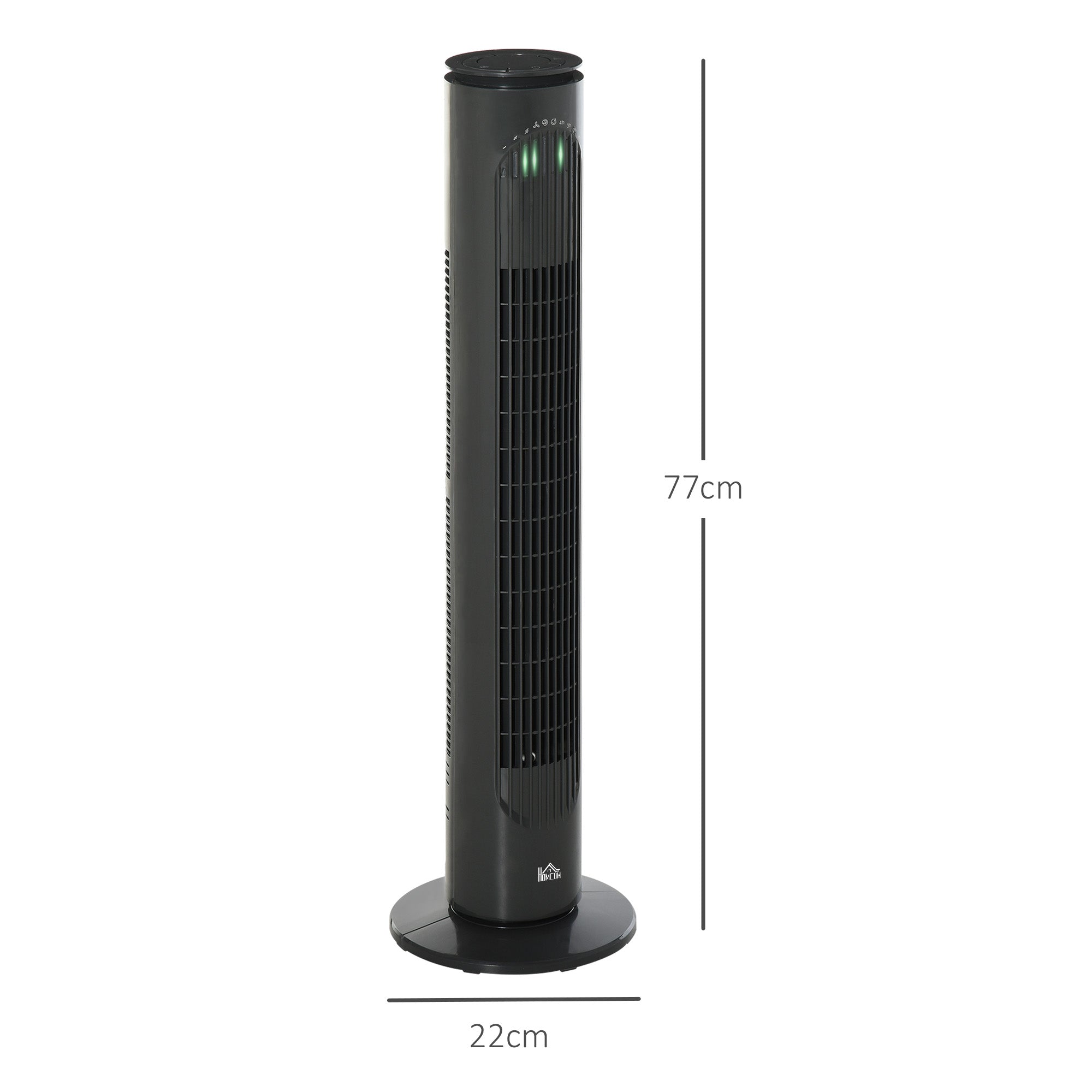 Silent 45 W column fan, tower fan for bedroom with 3 modes 3 speeds, remote control, 70° oscillation and timer, 77H cm dark gray