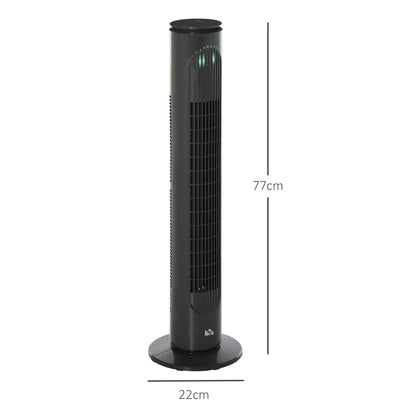 Silent 45 W column fan, tower fan for bedroom with 3 modes 3 speeds, remote control, 70° oscillation and timer, 77H cm dark gray