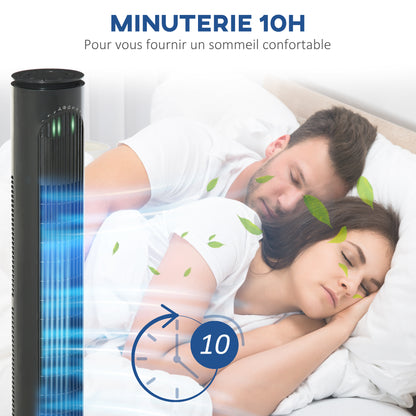 Silent 45 W column fan, tower fan for bedroom with 3 modes 3 speeds, remote control, 70° oscillation and timer, 77H cm dark gray