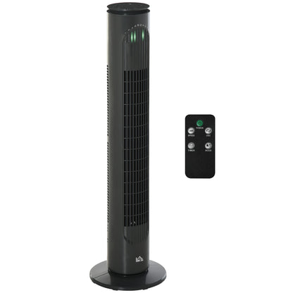 Silent 45 W column fan, tower fan for bedroom with 3 modes 3 speeds, remote control, 70° oscillation and timer, 77H cm dark gray