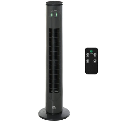 Silent 45 W column fan, tower fan for bedroom with 3 modes 3 speeds, remote control, 70° oscillation and timer, 77H cm dark gray