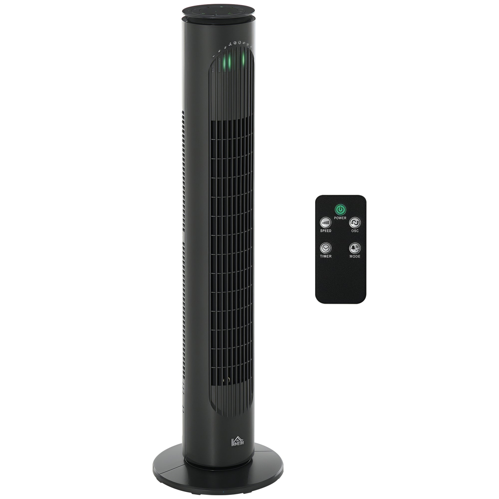Silent 45 W column fan, tower fan for bedroom with 3 modes 3 speeds, remote control, 70° oscillation and timer, 77H cm dark gray