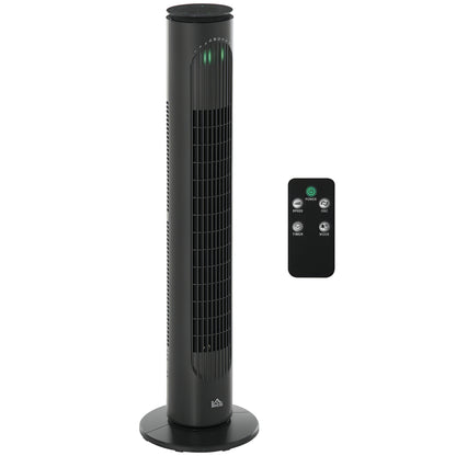 Silent 45 W column fan, tower fan for bedroom with 3 modes 3 speeds, remote control, 70° oscillation and timer, 77H cm dark gray