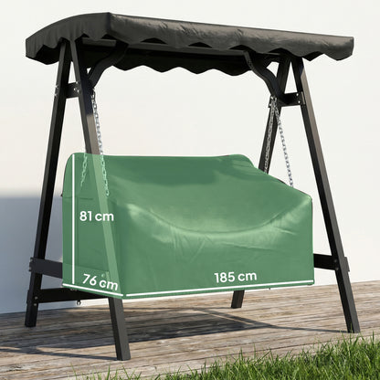 2-Seater Swing Cover, Waterproof & Windproof Protective Cover for Garden Swing, UV-Resistant, 142 x 76 x 81 cm (56 x 30 x 32 in) — Black