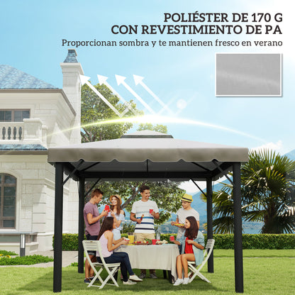 Replacement Roof for 3x3 m Gazebo Replacement Cover with Double Roof with 8 Drainage Holes Replacement Canopy for Gazebo Light Gray
