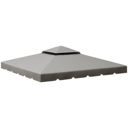 Replacement Roof for 3x3 m Gazebo Replacement Cover with Double Roof with 8 Drainage Holes Replacement Canopy for Gazebo Light Gray