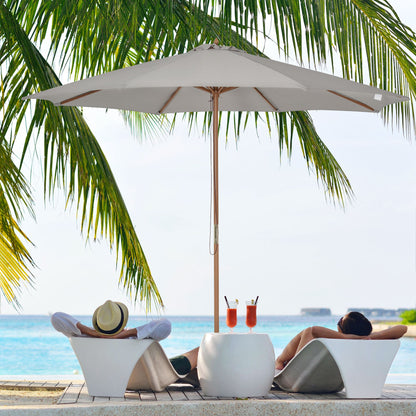 Sun Umbrella Ø 300 cm, Sun Umbrella with UV Protection Balcony Umbrella made of Wood Beach Umbrella stable Market Umbrella Sun Protection for Beach Terrace Garden, Gray