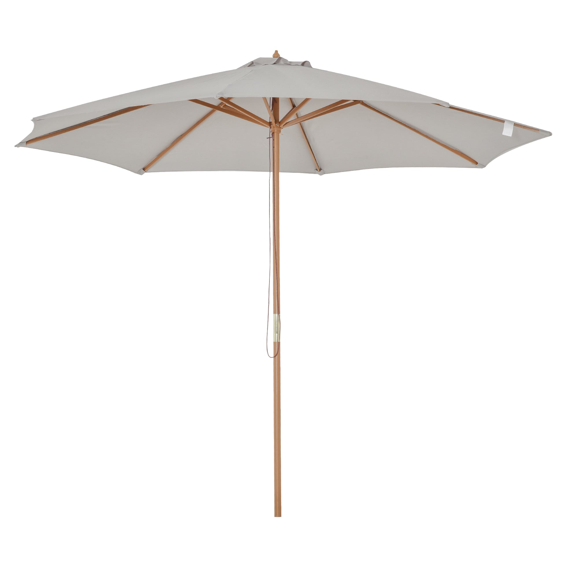 Sun Umbrella Ø 300 cm, Sun Umbrella with UV Protection Balcony Umbrella made of Wood Beach Umbrella stable Market Umbrella Sun Protection for Beach Terrace Garden, Gray