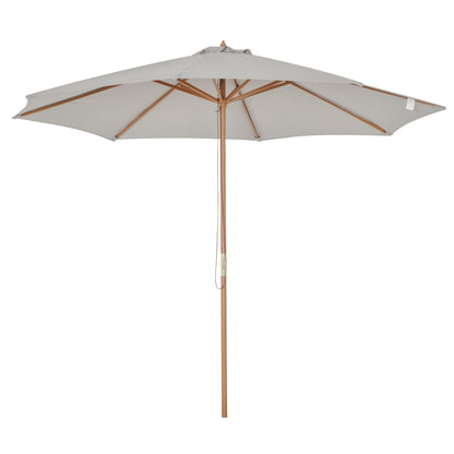 Sun Umbrella Ø 300 cm, Sun Umbrella with UV Protection Balcony Umbrella made of Wood Beach Umbrella stable Market Umbrella Sun Protection for Beach Terrace Garden, Gray